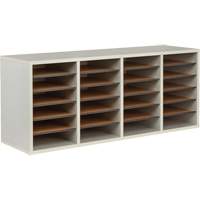 Adjustable Compartment Literature Organizer, Stationary, 24 Slots, Wood, 39-1/4" W x 11-3/4" D x 16-1/4" H Absolute Business Supply