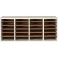 Adjustable Compartment Literature Organizer, Stationary, 24 Slots, Wood, 39-1/4" W x 11-3/4" D x 16-1/4" H Absolute Business Supply