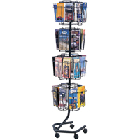 Literature Display Racks - Rotary Floor Displays, Rotating, 32 Slots, Wire Mesh, 15" W x 15" D x 60" H Absolute Business Supply