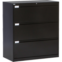 Classeur lat&eacute;ral, Acier, 3 tiroirs, 36" la x 18" p x 40-1/16" h, Noir Absolute Business Supply