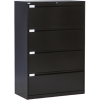 Classeur lat&eacute;ral, Acier, 4 tiroirs, 36" la x 18" p x 53-3/8" h, Noir Absolute Business Supply
