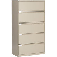 Classeur lat&eacute;ral, Acier, 5 tiroirs, 36" la x 18" p x 65-1/2" h, Beige Absolute Business Supply