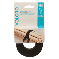 Ruban d'attaches One-Wrap, Boucle et crochet, 12' x 3/4", Auto-aggripant, Noir Absolute Business Supply