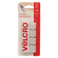 Attaches en carr&eacute;e, Boucle et crochet, 7/8" dia., Adh&eacute;sif, Blanc Absolute Business Supply