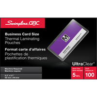 Pochettes lamin&eacute;es pour cartes d'affaires Swingline UltraClear Absolute Business Supply