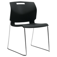 Chair, Plastic, 32-1/2" High, 300 lbs. Capacity, Black Absolute Business Supply
