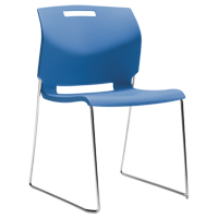 Chair, Plastic, 32-1/2" High, 300 lbs. Capacity, Blue Absolute Business Supply