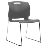Chair, Plastic, 32-1/2" High, 300 lbs. Capacity, Grey Absolute Business Supply