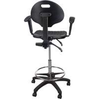 Tabouret ergonomique robuste avec accoudoirs r&eacute;glables et roulettes en nylon, Mobile, Ajustable Hauteur, Capacit&eacute; 250 lb Absolute Business Supply