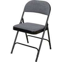Chaise pliante de luxe en tissu rembourr&eacute;e, Acier, Gris, Capacit&eacute; 300 lb Absolute Business Supply