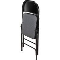 Chaise pliante de luxe en tissu rembourr&eacute;e, Acier, Gris, Capacit&eacute; 300 lb Absolute Business Supply