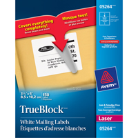 &eacute;tiquettes d'exp&eacute;dition au laser TrueBlock, 3-1/3" la x 4" la x Blanc Absolute Business Supply