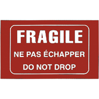 &eacute;tiquettes pour traitement sp&eacute;cial bilingues Fragile, 5" lo x 3" la, Blanc/rouge Absolute Business Supply