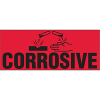 &eacute;tiquettes pour traitement sp&eacute;cial Corrosive, 5" lo x 2" la, Noir/rouge Absolute Business Supply