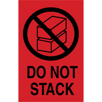 &eacute;tiquettes  Do Not Stack  pour envoi international, 6" lo x 4" la, Noir/rouge Absolute Business Supply