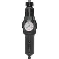 Manual Drain Filter/Regulator with Metal Bowl & Gauge Modulair 400, 1/2" NPT, 200 psi, 9.1 fl. oz. Capacity Absolute Business Supply