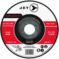 Meule POWER ABRASIVE, 5" x 1/4", Arbre 7/8", Type 27 Absolute Business Supply