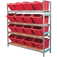 &eacute;tag&egrave;res larges avec bacs g&eacute;ants en plastique, Acier, Sans boulons, Capacit&eacute; 800 lb, 66" la x 72" h x 18" p Absolute Business Supply