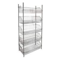 &eacute;tag&egrave;re &agrave; paniers-tablettes en treillis m&eacute;tallique, Tiers 5, 48" la x 74" h x 24" p Absolute Business Supply