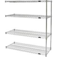 Heavy-Duty Chromate Wire Shelving, Add-On Kit, 4 Tiers, 36" W x 54" H x 24" D Absolute Business Supply