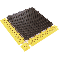 TAPIS MODULAIRE LOK-TYLE 12"X12" JAUNE NOIR, Vinyle, 1' la c, 1' lo, 9/16" &eacute;paisseur, Noir Absolute Business Supply