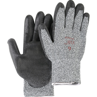 Salt & Pepper Knit Gloves With Black Palm Coating, Size Small/7, Polyurethane Coated, HPPE Shell, ANSI/ISEA 105 Level 2 Absolute Business Supply