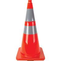 C&ocirc;nes en retrait, 28", Orange, Bande(s) r&eacute;fl&eacute;chissante(s) 4" & 6" Absolute Business Supply