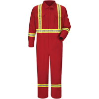 Combinaisons de luxe r&eacute;sistantes au feu avec bordures r&eacute;fl&eacute;chissantes, Taille 38, Rouge, 5,6 cal/cm² Absolute Business Supply