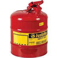 Bidons s&eacute;curitaires, Type I, Acier, 5 gal. US, Rouge, Homologu&eacute; FM/List&eacute; UL/ULC Absolute Business Supply
