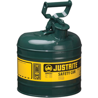 Safety Cans, Type I, Steel, 2 US gal., Green, FM Approved/UL/ULC Listed Absolute Business Supply