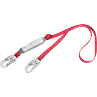 PRO Shock Absorbing Lanyards, 4', Snap Hook Center, Snap Hook Leg Ends, Polyester Absolute Business Supply