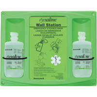 Support mural pour solution saline de douche oculaire, Double Absolute Business Supply