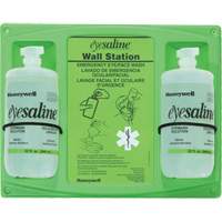 Support mural pour solution saline de douche oculaire, Double Absolute Business Supply