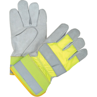 Yellow High-Visibility Winter-Lined Fitters Gloves, Large, Split Cowhide Palm, Thinsulate Inner Lining Absolute Business Supply
