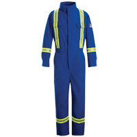 Combinaisons de qualit&eacute; sup&eacute;rieure r&eacute;sistantes aux flammes avec bandes r&eacute;fl&eacute;chissantes, Taille 38, Bleu royal, 5,1 cal/cm² Absolute Business Supply