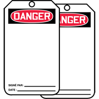 &eacute;tiquettes de s&eacute;curit&eacute; avec ent&ecirc;te vierge, Papier cartonn&eacute;, 3-1/8" la x 5-7/8" h, Français Absolute Business Supply