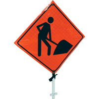Enseigne sur poteau pr&eacute;sence de travailleurs, 24" x 24", Vinyle, Pictogramme Absolute Business Supply