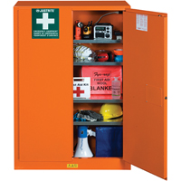 Armoires de rangement pour pr&eacute;paration aux situations d'urgence, Acier, 4 Tablettes, 65" h x 43" la x 18" P, Orange Absolute Business Supply