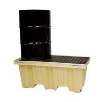 Nestable 2-Drum Poly-Spillpallet Without Drain, 66 US gal. Spill Capacity, 51" x 26" x 21" Absolute Business Supply
