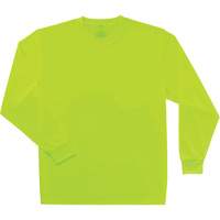 GloWear 8091 Non-Certified Long Sleeve T-Shirt, Polyester, Small, High Visibility Lime-Yellow Absolute Business Supply