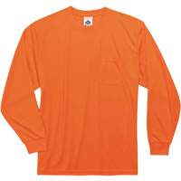 GloWear 8091 Non-Certified Long Sleeve T-Shirt, Polyester, Small, High Visibility Orange Absolute Business Supply
