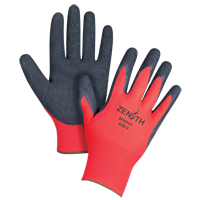 Gants enduits &agrave; prise cr&ecirc;p&eacute;e noir & rouge, 9/Grand, R&ecirc;vetement Latex de caoutchouc, Calibre 13, Enveloppe en Polyester Absolute Business Supply
