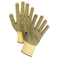 Gants tricot&eacute;s deux c&ocirc;t&eacute;s, sans couture, &agrave; pois, Taille Grand/9, Calibre 7, Rev&ecirc;tement PVC, Enveloppe en Kevlar, ASTM ANSI niveau A2/EN 388 niveau 3 Absolute Business Supply