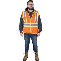 Flame-Resistant Surveyor Vest, High Visibility Orange, Medium, Polyester Absolute Business Supply