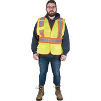 Flame-Resistant Surveyor Vest, High Visibility Lime-Yellow, Medium, Polyester Absolute Business Supply