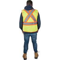 Flame-Resistant Surveyor Vest, High Visibility Lime-Yellow, Medium, Polyester Absolute Business Supply