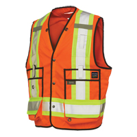 Veste de s&eacute;curit&eacute; pour arpenteur, Orange haute visibilit&eacute;, Grand, Polyester Absolute Business Supply
