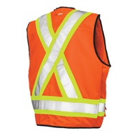 Veste de s&eacute;curit&eacute; pour arpenteur, Orange haute visibilit&eacute;, Grand, Polyester Absolute Business Supply