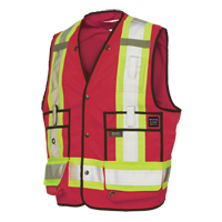 Veste de s&eacute;curit&eacute; pour arpenteur, Rouge, Grand, Polyester Absolute Business Supply