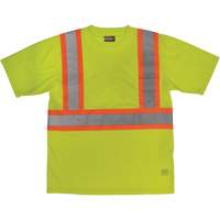 T-shirt de s&eacute;curit&eacute; avec poche &agrave; manches courtes, Polyester, Grand, Jaune lime haute visibilit&eacute; Absolute Business Supply